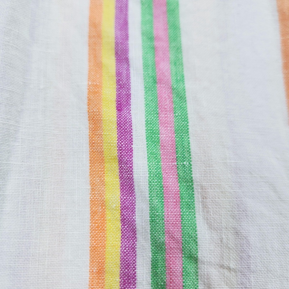 Boden Linen Tunic Blouse Womens 4 Multicolor Stripe 3/4 Sleeve Button Boat Neck - Picture 4 of 12